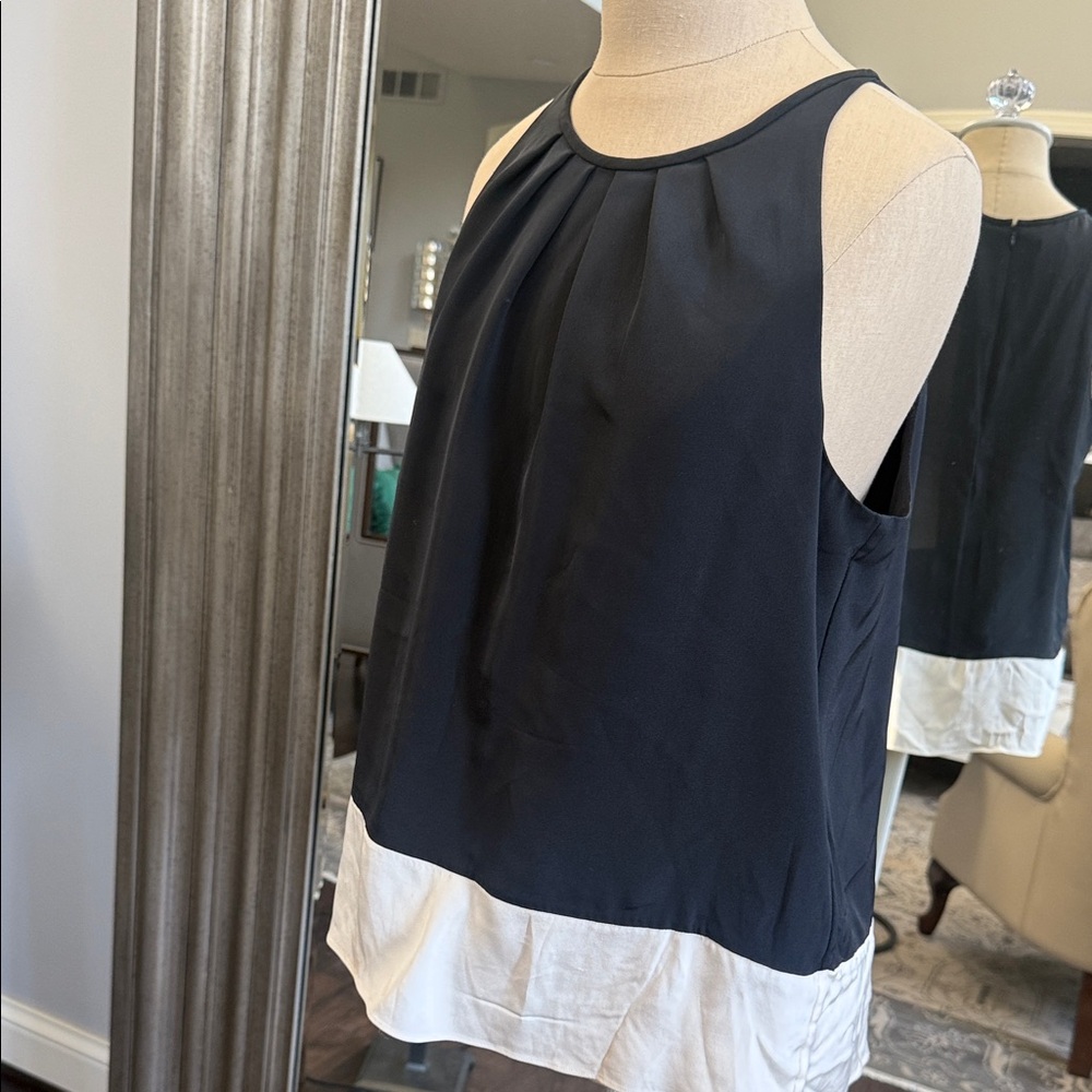 Theory Navy and White Sleeveless Top